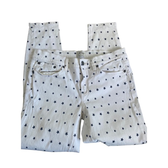 J crew toothpick cream pants with navy stars denim jeans 29” stars patriotic - Picture 6 of 11